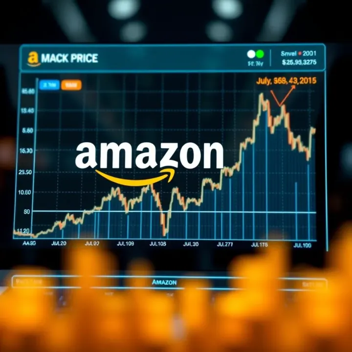 Graph showing Amazon stock price fluctuations over time with key financial milestones highlighted