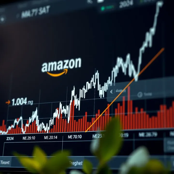Graph showing Amazon stock price fluctuations alongside key market trend indicators