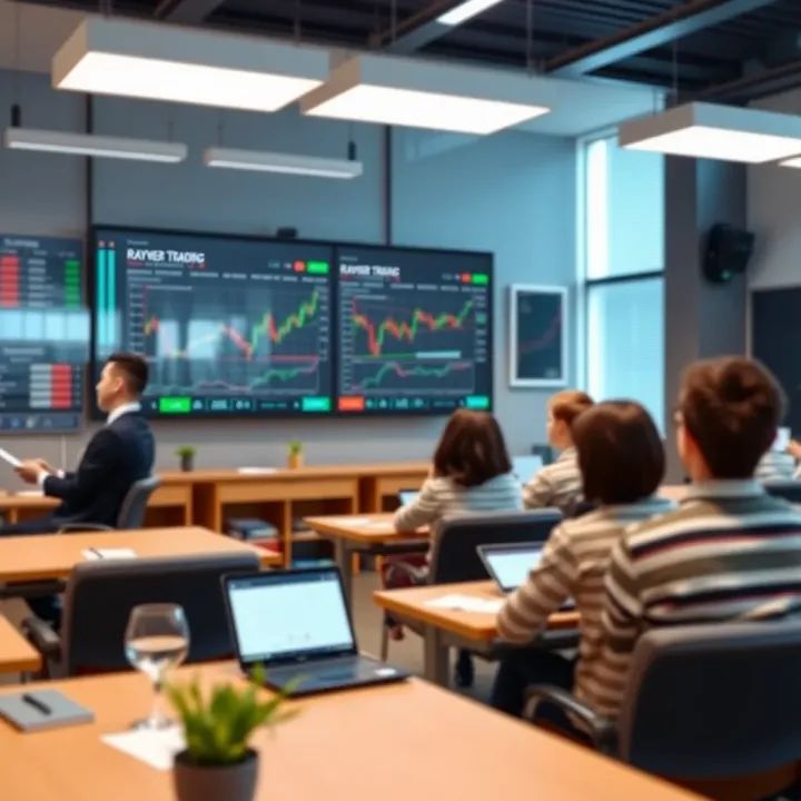 Digital classroom displaying online trading education platform