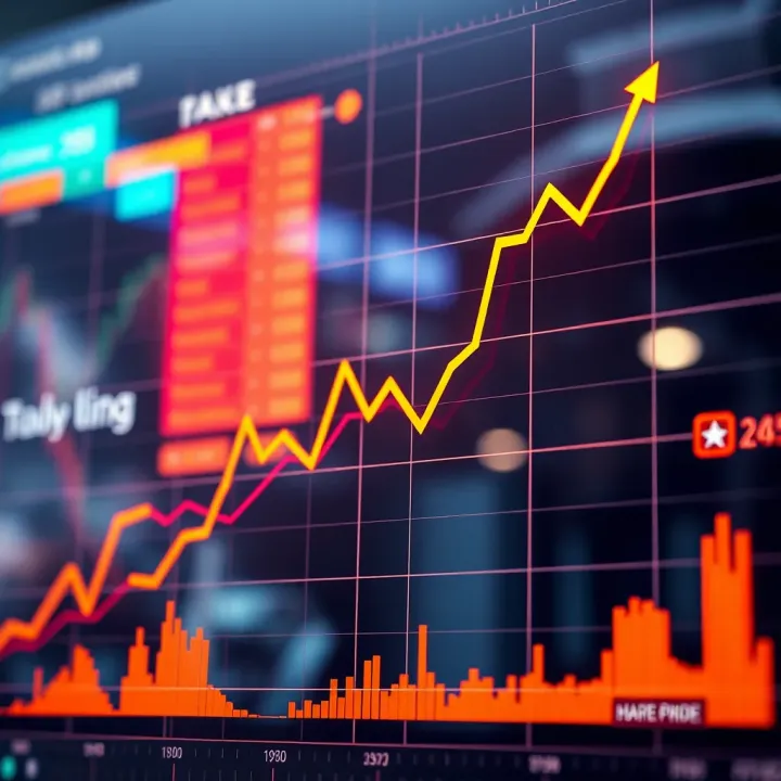 Graph showing upward and downward trends in Reliance Industries stock price over time