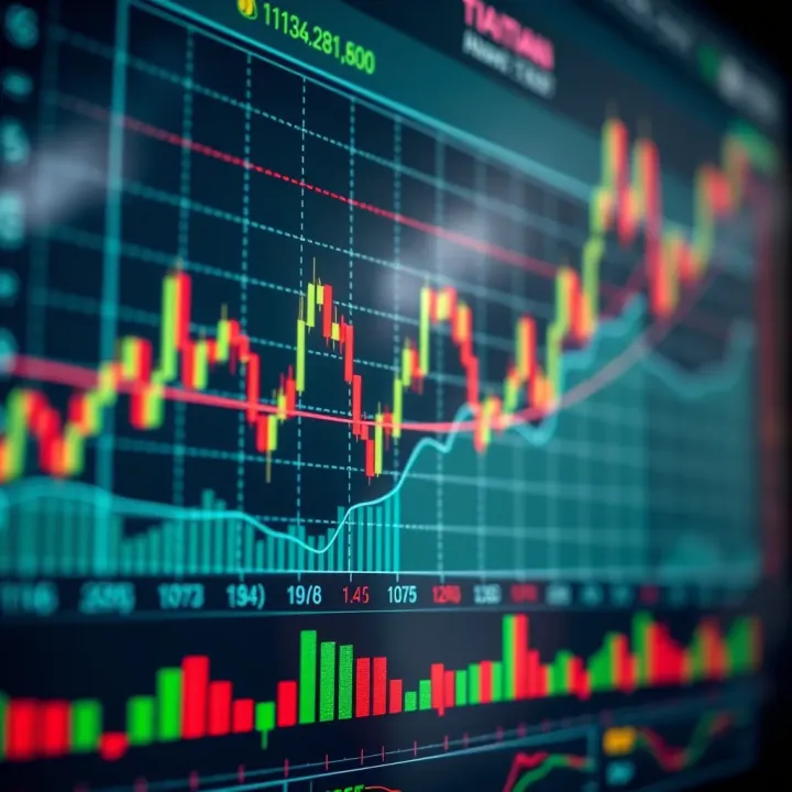 Financial Chart Depicting Binary Trading Trends in India Graph displaying financial data and trading indicators on a digital interface