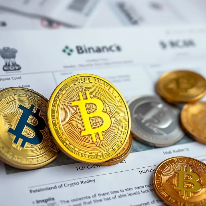 Regulatory Environment for Cryptocurrency Exchanges in India Cryptocurrency symbols with Indian Rupee and legal documents representing regulatory framework