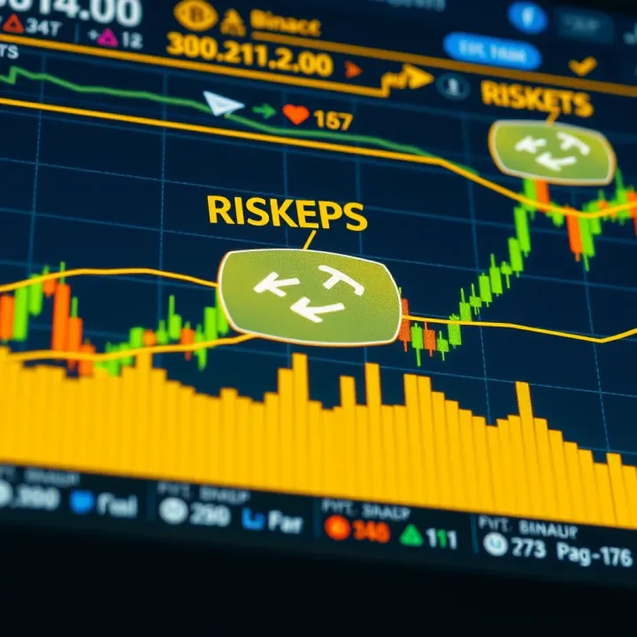 Digital representation of cryptocurrency charts with indicators highlighting risks and benefits