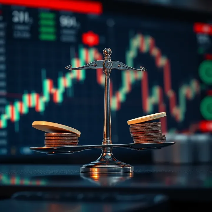 Risk management strategies illustration showing balance of potential profit and loss in binary trading