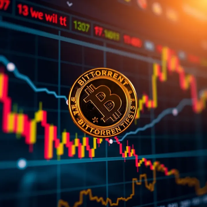 Graph displaying Bittorrent Coin price fluctuations over time with market trend lines