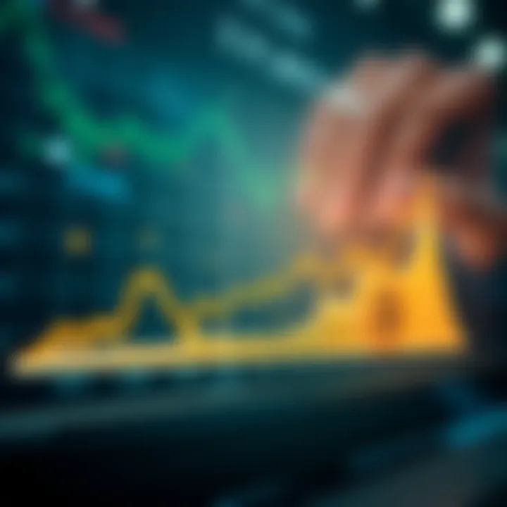 Graph showing upward and downward trends in Bitcoin market prices over time