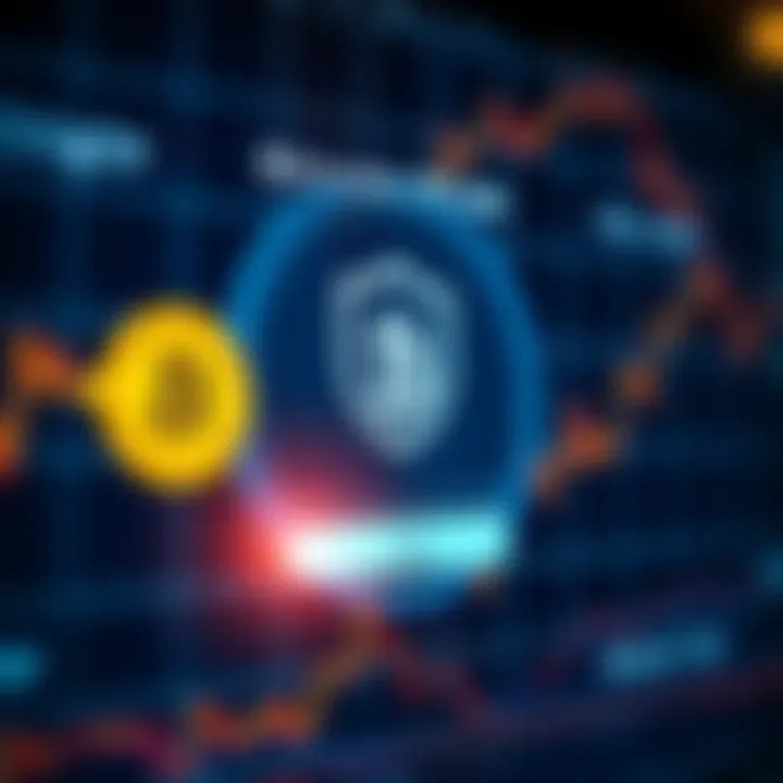 Secure login screen featuring cryptocurrency symbols and shield icon