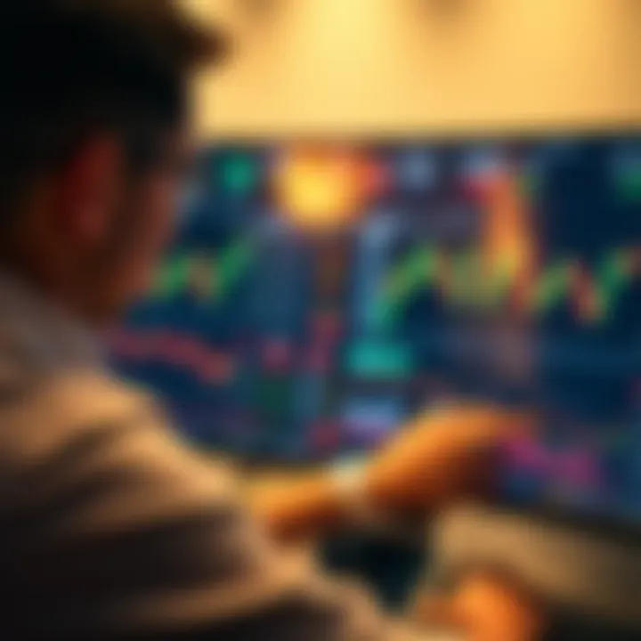 User exploring QX Broker trading platform dashboard with various market charts