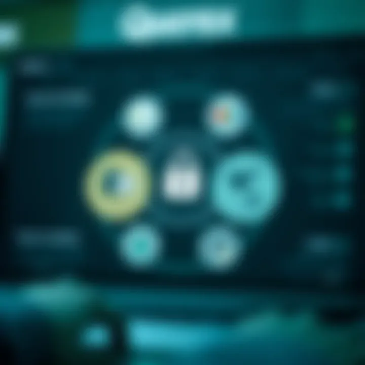 Graphical representation of different payment methods and security features available on Quotex