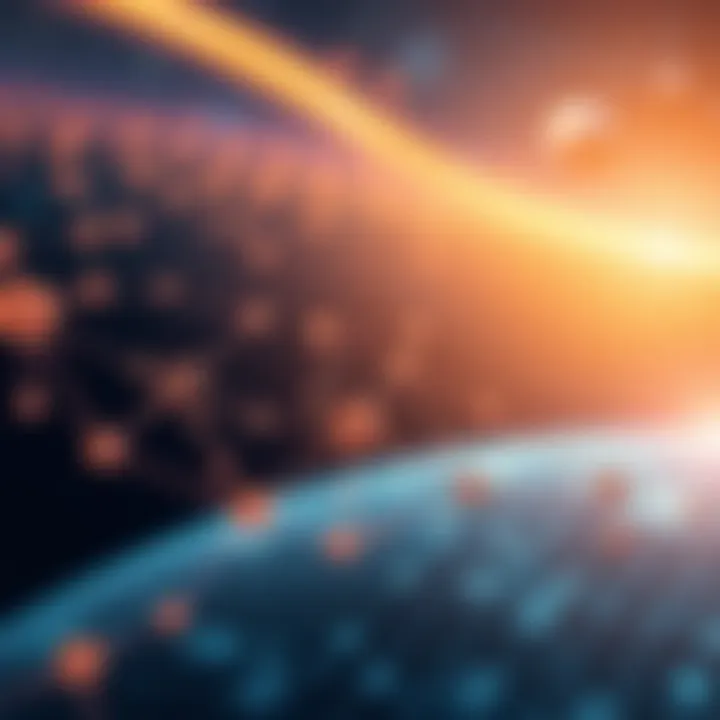 Conceptual illustration of blockchain technology with interconnected nodes representing Cosmos ecosystem