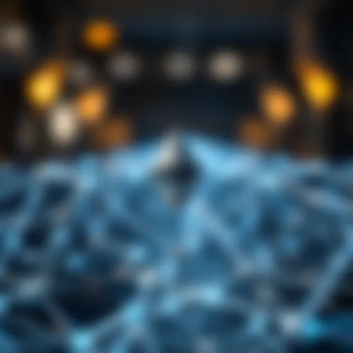 Illustration of Ethereum blockchain network and technological upgrades