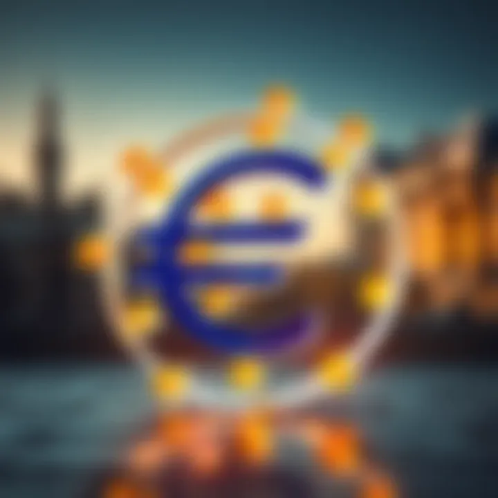 Visual representation of geopolitical factors and monetary policies impacting the euro value