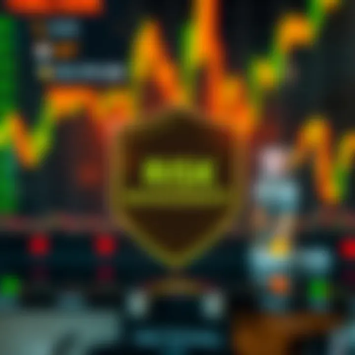 Risk management concept with currency symbols and protective shield illustration