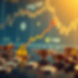 Visual Representation of Benefits and Risks in Forex Trading Communities Conceptual illustration of risks and rewards in Forex trading with warning icons and upward market graph