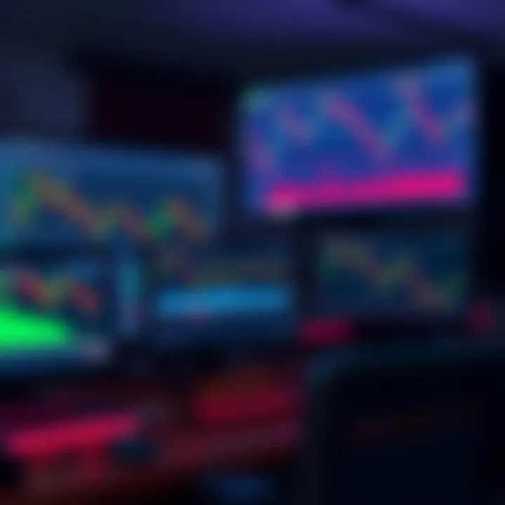 Forex trading setup with multiple currency charts and market analysis tools on computer screens