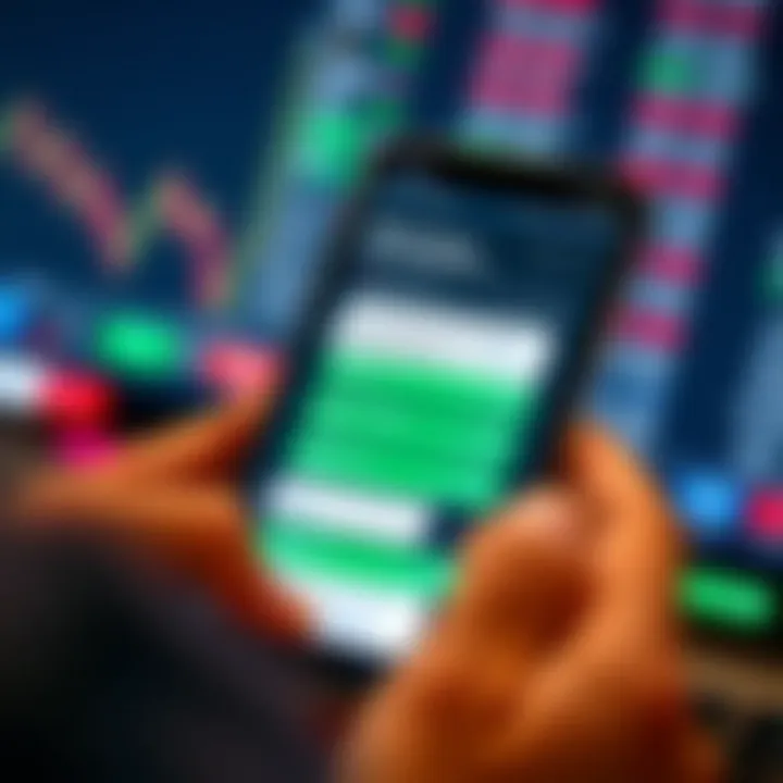 Smartphone screen displaying a Forex trading WhatsApp group chat with messages about market trends and trade alerts