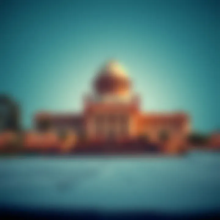 Illustration of government building with policy documents impacting natural gas market