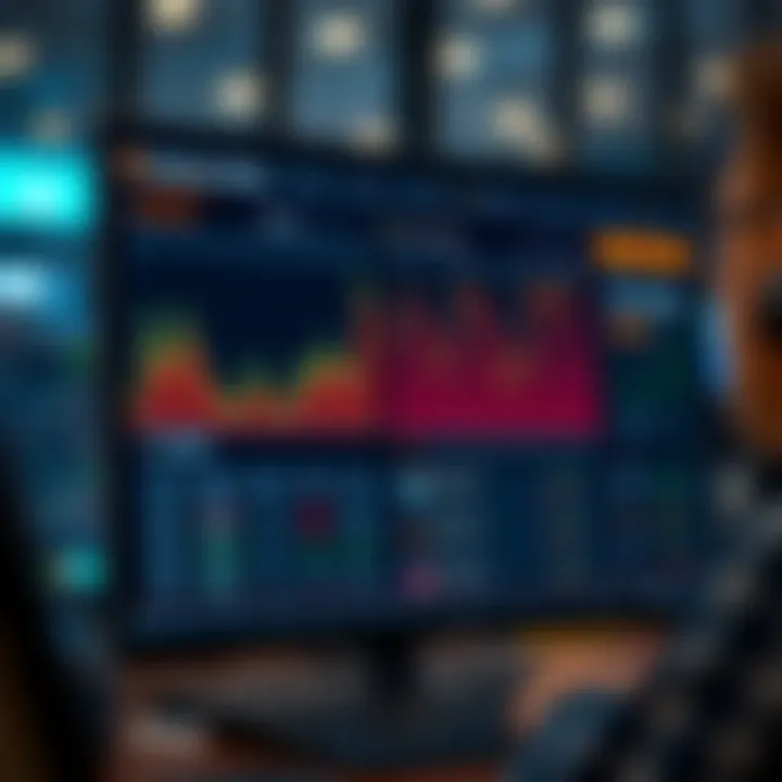 Virtual trading simulator interface showing portfolio growth and trading options