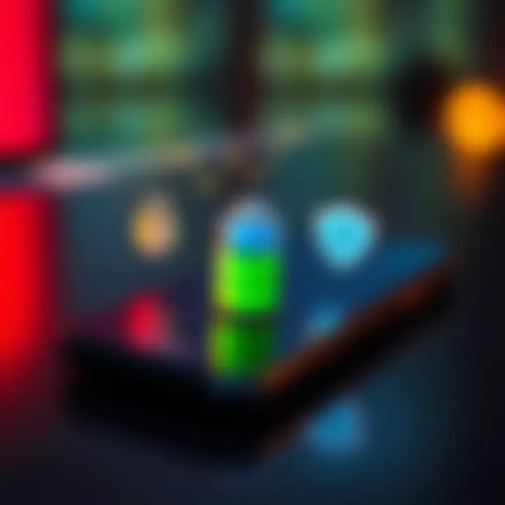 Mobile phone showing battery and security icons symbolizing long battery life and secure trading environment