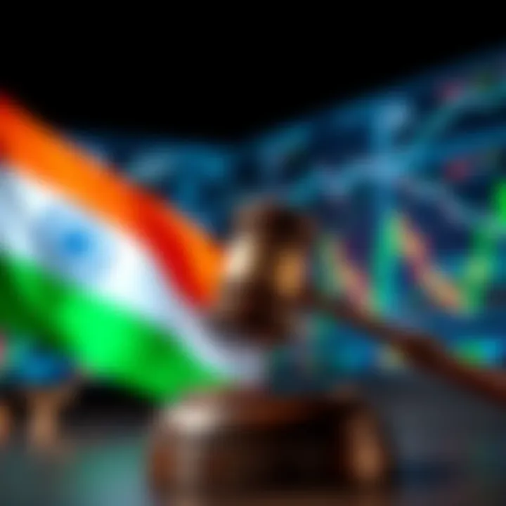 Legal and Regulatory Framework of Online Trading in India Concept of online trading legality in India with digital financial charts and Indian flag
