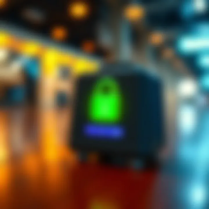 Visual representation of secure login features including two-factor authentication and password protection