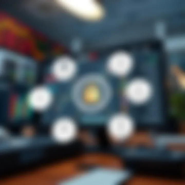 Diagram displaying key features and security elements of Quotex software for desktop users