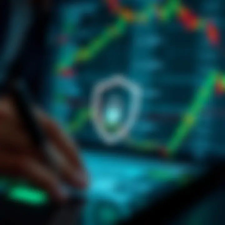 Safer Alternatives for Enhancing IQ Option Trading Security Secure trading concept with shield symbol protecting financial data on digital device