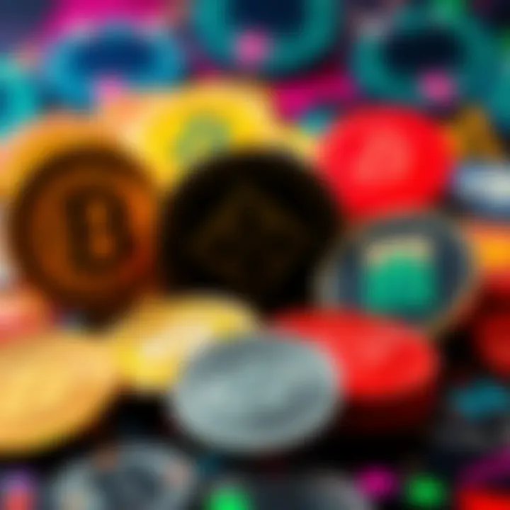 Colorful digital artwork representing unique non-fungible tokens with various digital assets