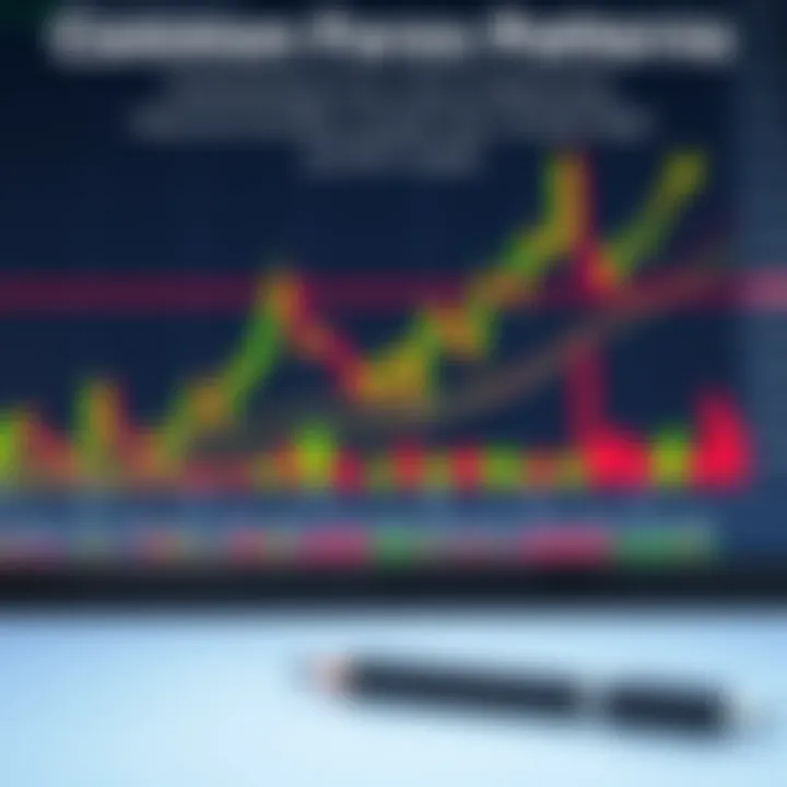 Illustration of common forex chart patterns including head and shoulders, double tops, and triangles