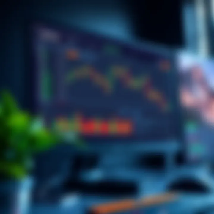 Interface of Quotex trading platform on a desktop computer showing charts and trading options