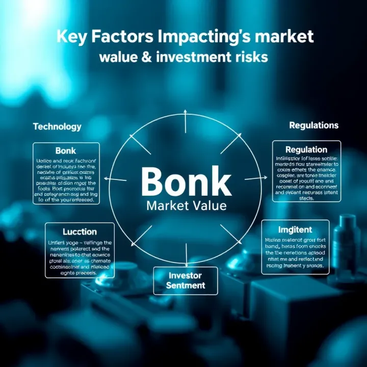 Diagram illustrating key factors influencing Bonk's market value including technology, regulations, and investor sentiment