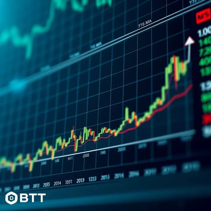Graph illustrating the price fluctuation of BitTorrent Token over time with key points marked