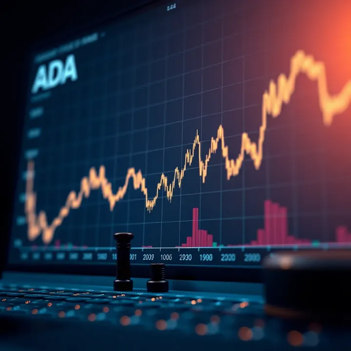 Graph showing fluctuating Cardano price trends over time