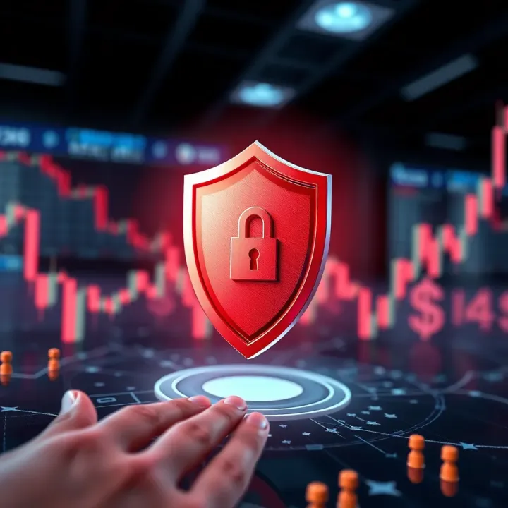 Illustration showing security shield symbol and currency icons representing secure forex trading
