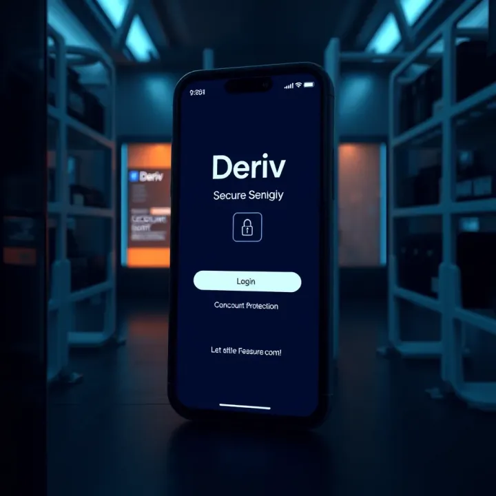 Secure login screen of Deriv app highlighting security features and account access