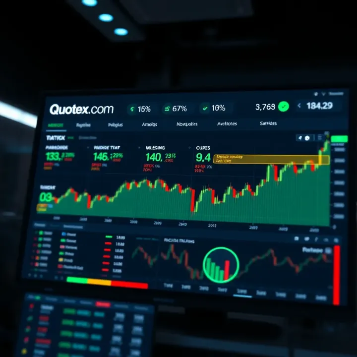 Dashboard showing trading options and market trends on Quotex.com platform