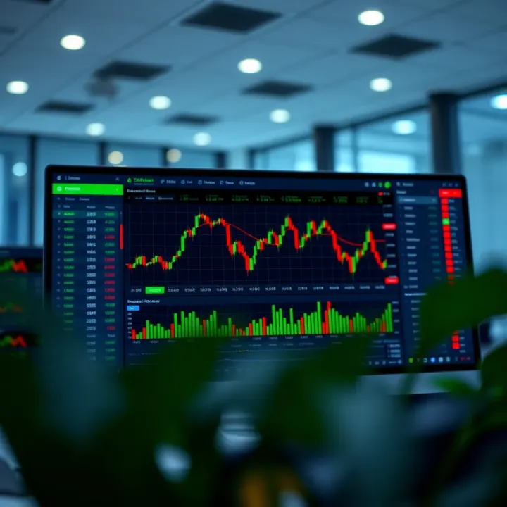 Dashboard view of QXBroker trading platform showing various financial instruments and market data