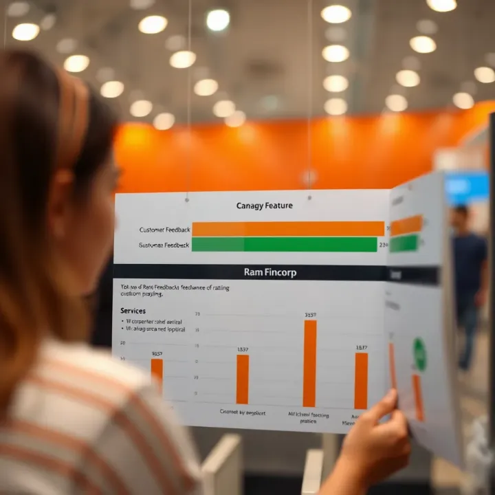 Customer feedback and satisfaction ratings displayed alongside Ram Fincorp's service features