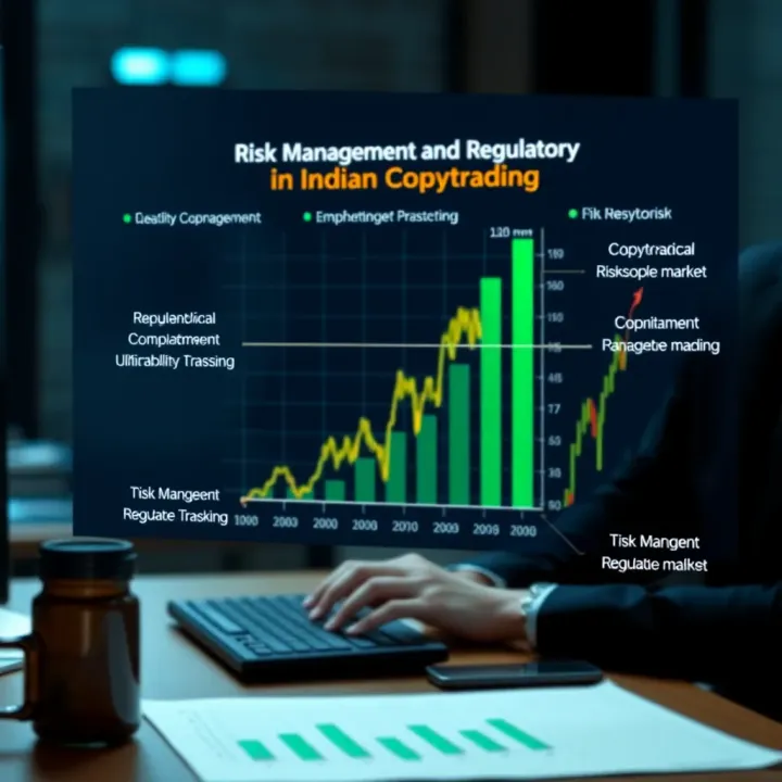 Graphic depicting risk management strategies and regulatory compliance in copytrading within the Indian financial market
