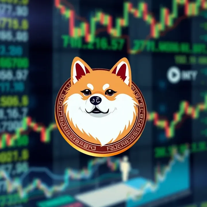 Cryptocurrency Market Dynamics Influencing Baby Doge Coin Conceptual illustration of cryptocurrency market dynamics with Baby Doge Coin symbol and digital data streams
