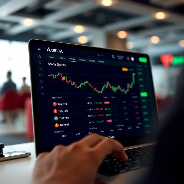 User interface of Delta Exchange showing cryptocurrency derivatives trading options
