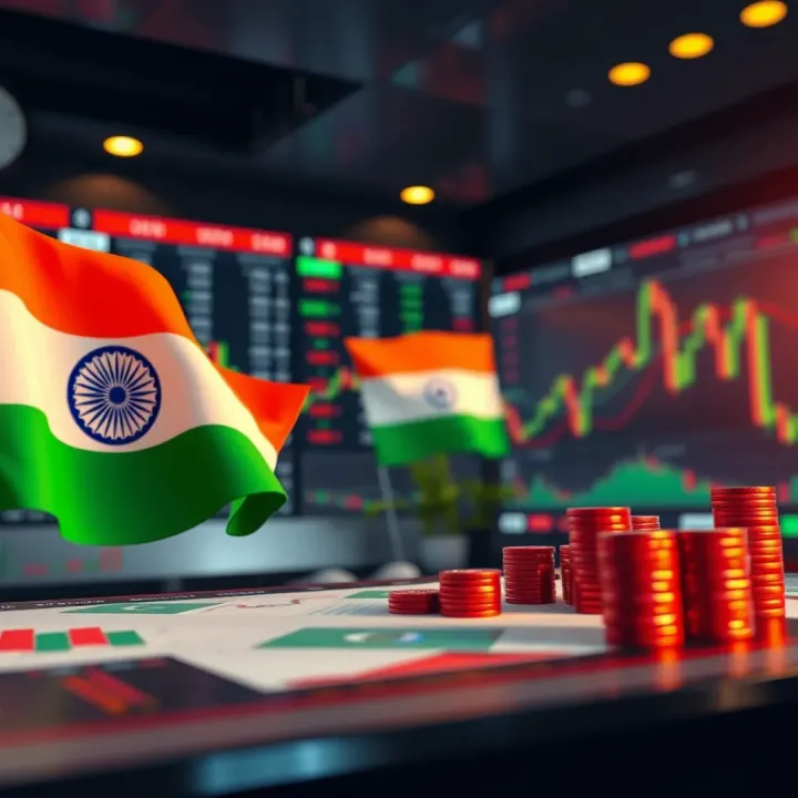 Visual representation of risk-free trading environment with Indian flag and currency symbols