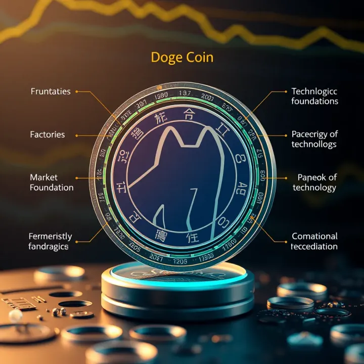 Illustration of cryptocurrency technology layers and factors impacting Doge Coin value