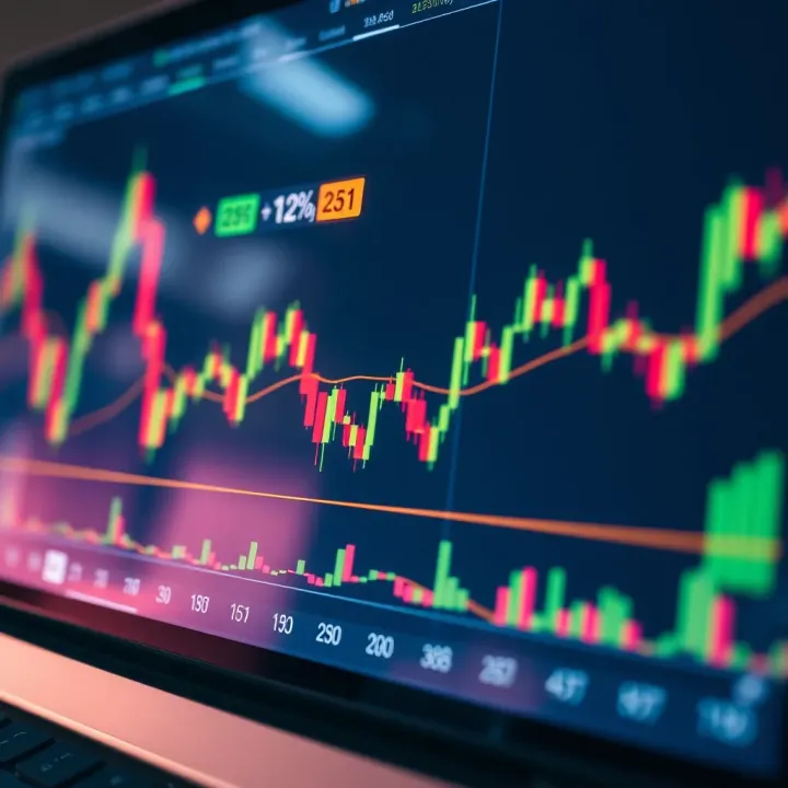 Chart showing binary options trading with short expiry times and key indicators