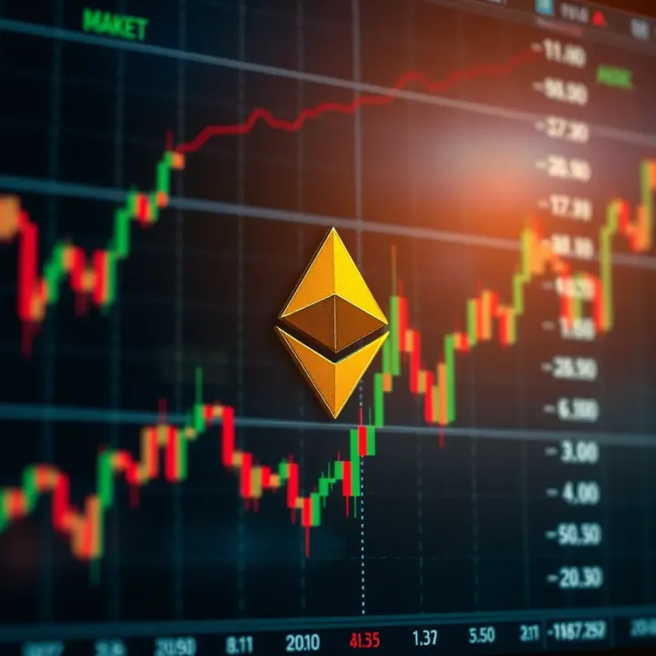 Graph showing Ethereum price fluctuations with market trend indicators