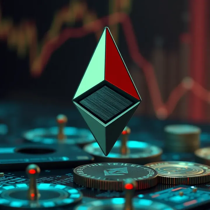 Representation of Ethereum blockchain technology alongside factors affecting its adoption and future outlook