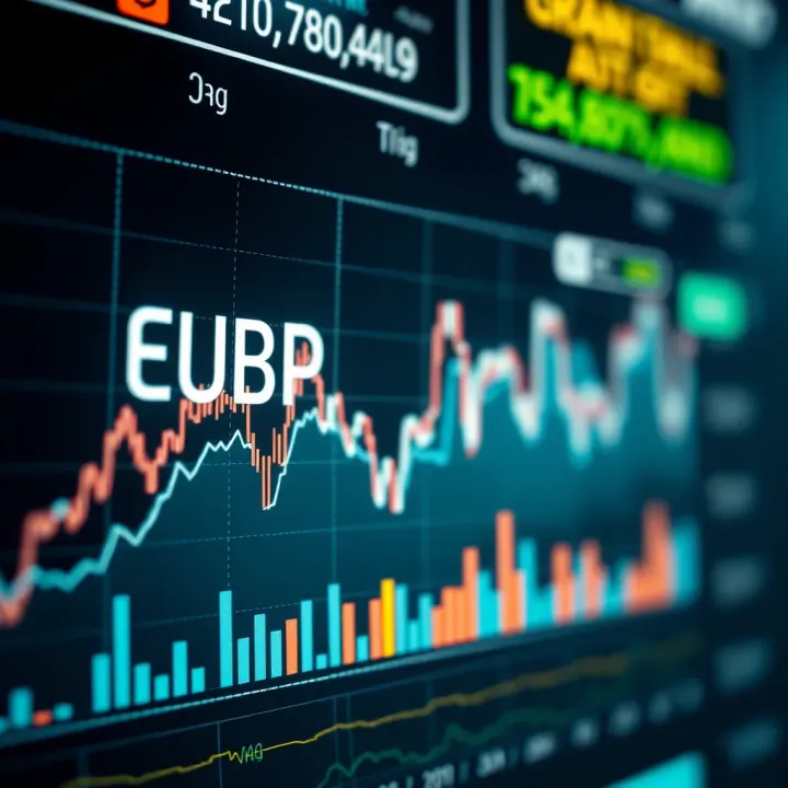 Graph showing recent fluctuations in the EUR to GBP exchange rates with economic indicators overlaid