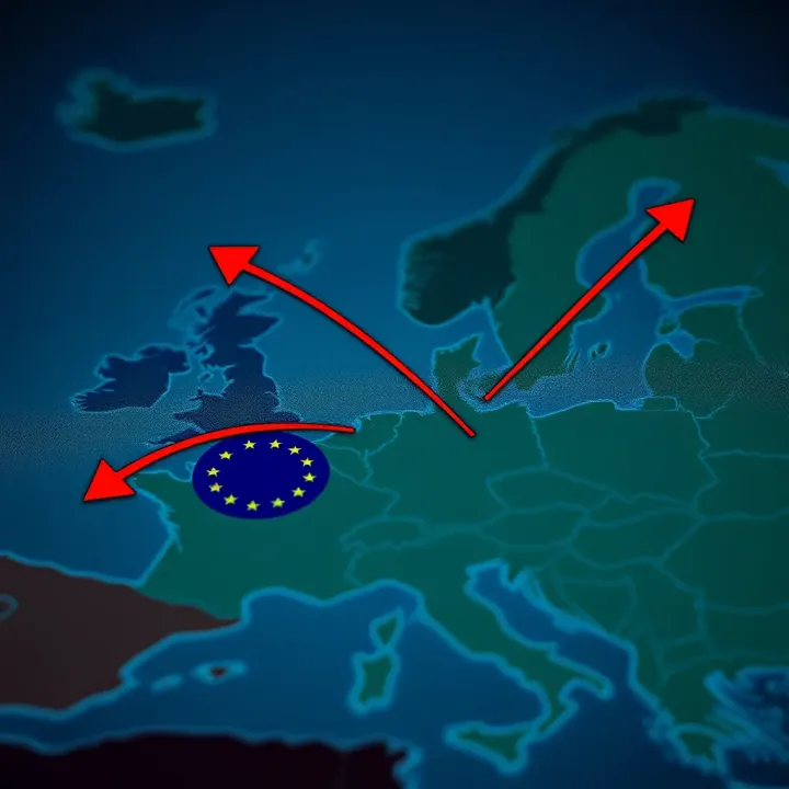 Geopolitical Factors Affecting EUR/GBP Market Outlook Map highlighting European Union and United Kingdom with arrows indicating geopolitical influences on currency trading