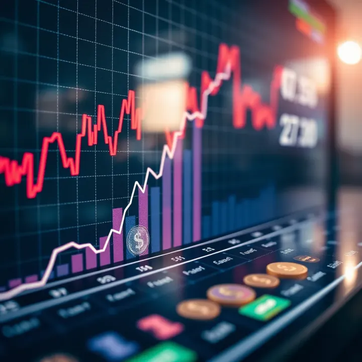 Graph showing upward trend in forex market with currency symbols and financial data visualization