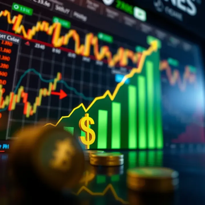 Financial Growth and Forex Market Symbols Abstract representation of financial growth with graphs and currency symbols